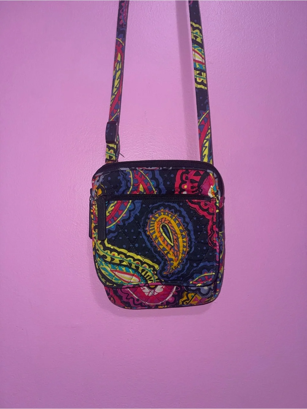 Vera Bradley Mini Hipster Crossbody Bag Twilight Paisley Black Multicolour - Picture 4 of 11